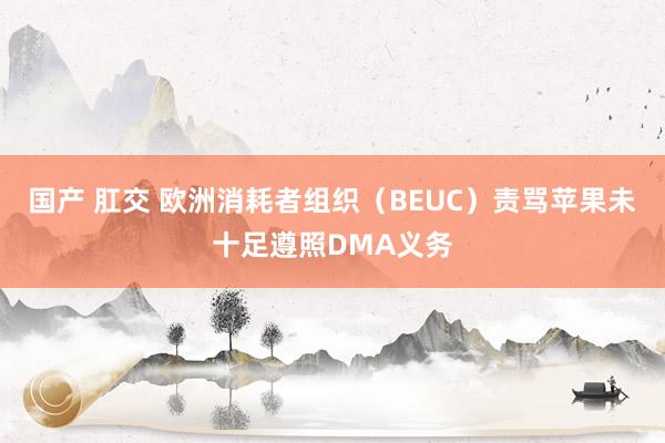 国产 肛交 欧洲消耗者组织（BEUC）责骂苹果未十足遵照DMA义务