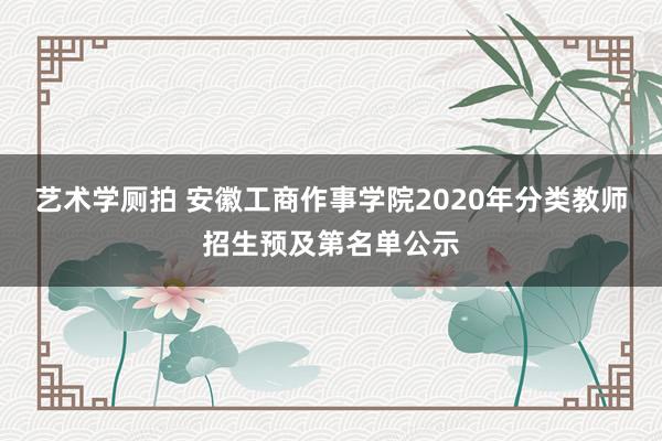 艺术学厕拍 安徽工商作事学院2020年分类教师招生预及第名单公示